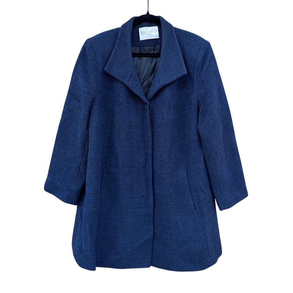 Fleurette Blue Alpaca Blend Pea Coat US Women's Size 16